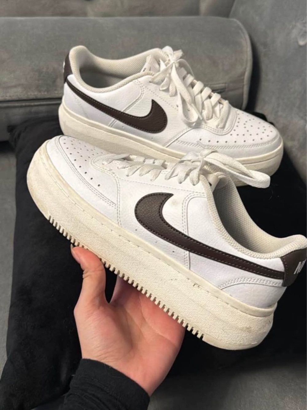 Nike Court Vision Alta White/Brown Low Sneakers